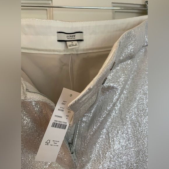 NWT JCrew Silver Lame Straight Leg - Picture 2 of 3